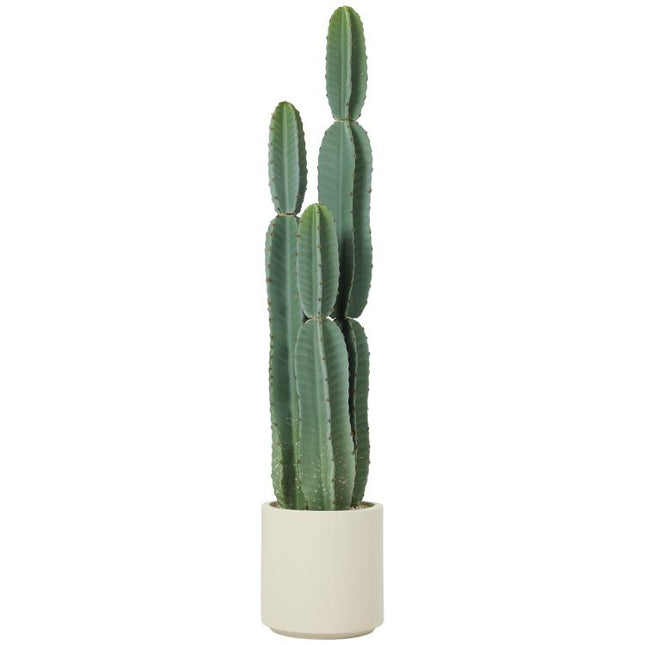 Artificial 3-Stem Cactus Plant (EVA), PP Pot, Living Room Decoration, 25x25x111 cm, Green