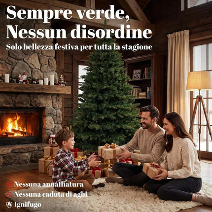 Albero di Natale Artificiale Abete Nobile 1161 Rami 210cm Verde