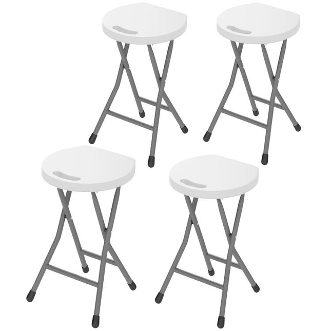 Set of Four Folding Carry Stools - White