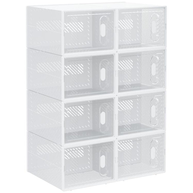 8PCS Clear Shoe Box, Plastic Stackable Shoe Storage Box for UK/EU Size up to 8.5/43 with Magnetic Door for Women/Men, 25 x 35 x 19cm