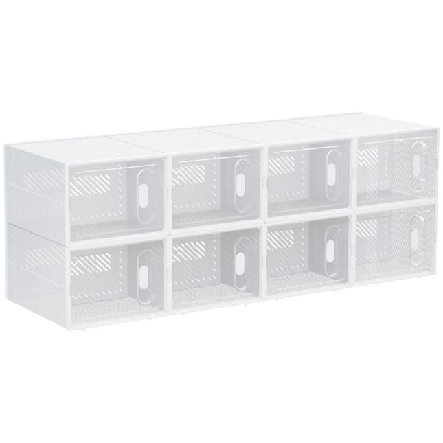 8PCS Clear Shoe Box, Plastic Stackable Shoe Storage Box for UK/EU Size up to 8.5/43 with Magnetic Door for Women/Men, 25 x 35 x 19cm