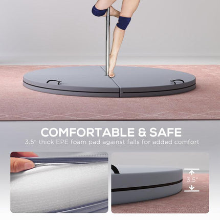 Foldable Crash Mat, Pole Padding with Carrying Handles and EPE Foam for Dance Training and Exercise, Gray