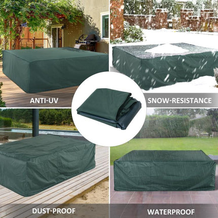 Large Patio Garden Furniture Set Cover 600D Oxford Square Waterproof, 230 x 230 x 70 cm, Green