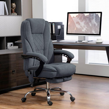 Massage Office Chair, Heated Reclining Computer Chair with Adjustable Height and Footrest, Charcoal Gray