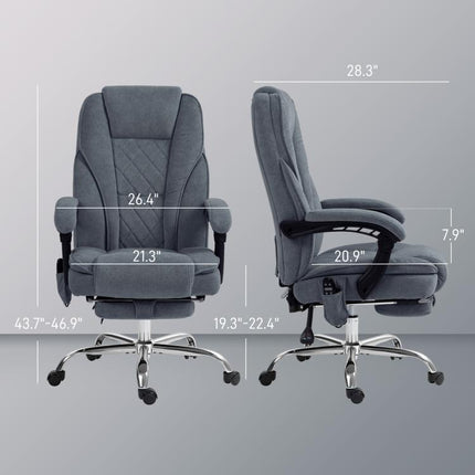 Massage Office Chair, Heated Reclining Computer Chair with Adjustable Height and Footrest, Charcoal Gray