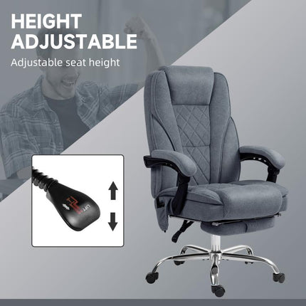 Massage Office Chair, Heated Reclining Computer Chair with Adjustable Height and Footrest, Charcoal Gray