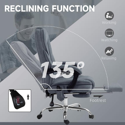 Massage Office Chair, Heated Reclining Computer Chair with Adjustable Height and Footrest, Charcoal Gray