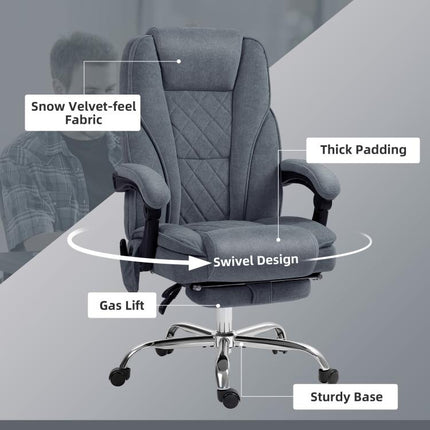 Massage Office Chair, Heated Reclining Computer Chair with Adjustable Height and Footrest, Charcoal Gray