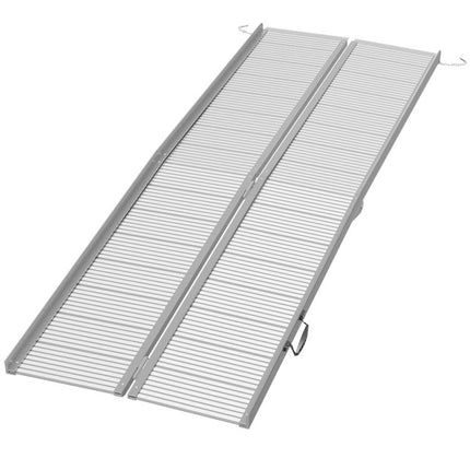 8 feet Foldable Handicap Ramp for Home, Steps, Doorways, Aluminum Portable Wheelchair Ramp, Textured Threshold Ramp, Silver