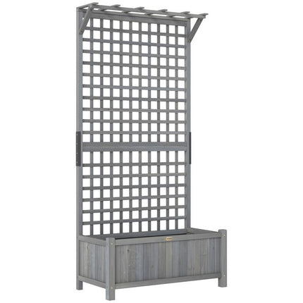 Wood Planter with Trellis for Vine Climbing, Raised Garden Bed, Privacy Screen for Backyard, Patio, Dark Gray