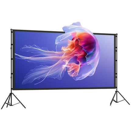 Telo per Proiettore 120" 16:9 HD 4K/8K, Angolo di Visione 160°, Doppia Facciata e Treppiedi Pieghevoli, Bianco
