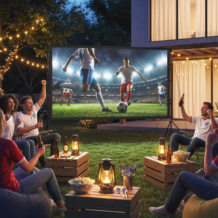 Telo per Proiettore 120" 16:9 HD 4K/8K, Angolo di Visione 160°, Doppia Facciata e Treppiedi Pieghevoli, Bianco