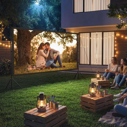 Telo per Proiettore 120" 16:9 HD 4K/8K, Angolo di Visione 160°, Doppia Facciata e Treppiedi Pieghevoli, Bianco