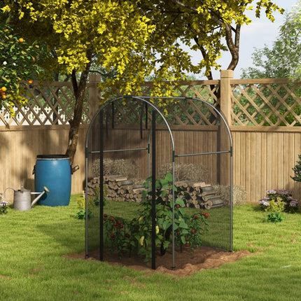 Galvanized Steel Crop Cage, Plant Protection Tent with Zippered Door, 4 feet x 4 feet, Black