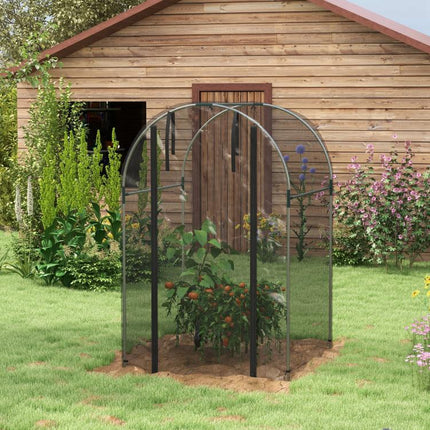 Galvanized Steel Crop Cage, Plant Protection Tent with Zippered Door, 4 feet x 4 feet, Black