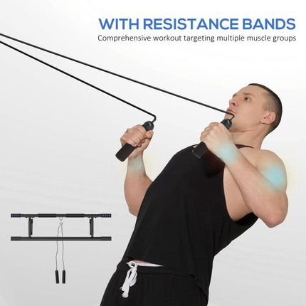 Pull-Up Bar, No-Drilling Chin-Up Bar, Push-Up Stand with Resistance Bands, Padded Handles for Home Gym Exercise