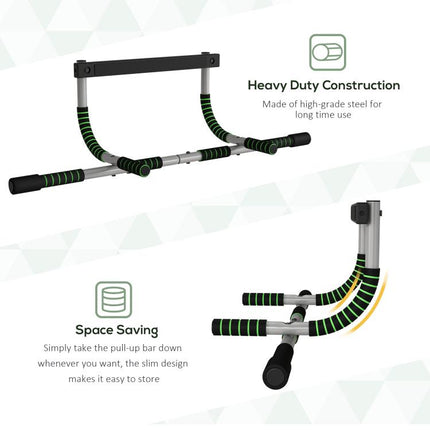 Doorway Pull up Bar, Door Frame Chin up Push up Bar for Home Gym Upper Body Workout, No Drilling or Screws, Green