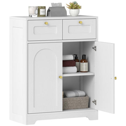 Bathroom Floor Cabinet with 2 Drawers - White