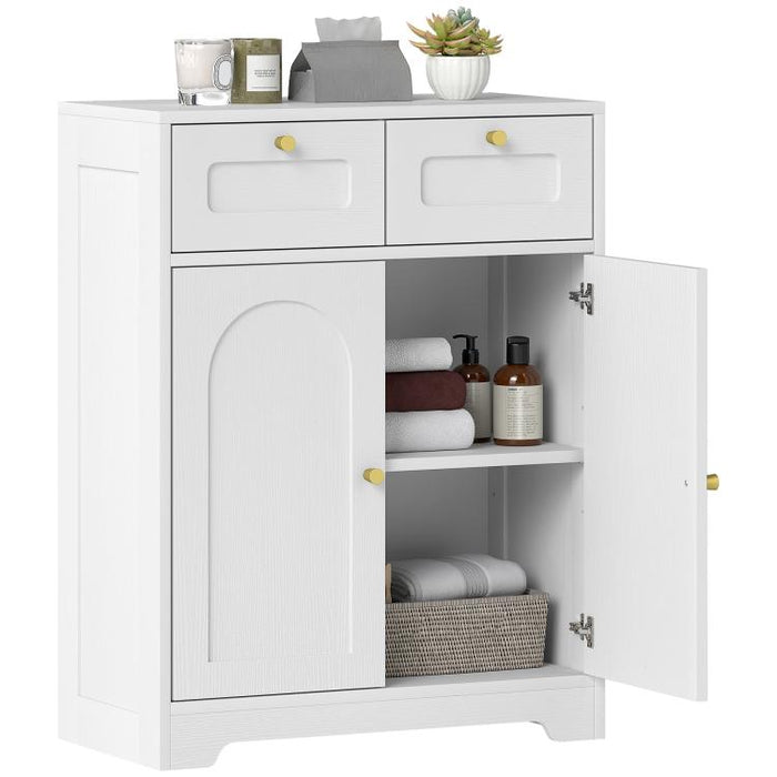 Bathroom Floor Cabinet with 2 Drawers - White