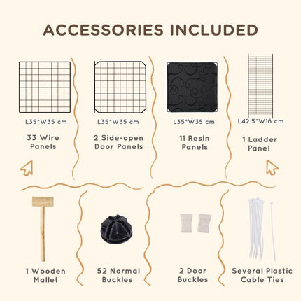 Pet Playpen with Door, Metal Mesh Cage with Mallet, Black