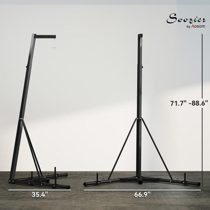 Foldable Punch Bag Stand, Height Adjustable Heavy Bag Stand with Weighted Base, Free Standing for Home Gym, Stand Only