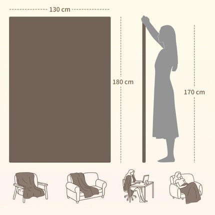 Manta Eléctrica 180x130 cm 9 Niveles de Temperatura Temporizador Lavar a Máquina, Pantalla LED Marrón