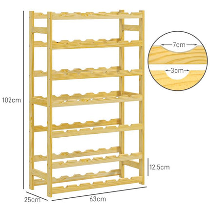 42-Bottle Wooden Wine Rack - Natural Finish