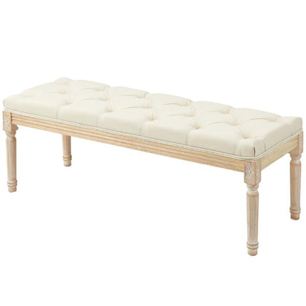 Vintage Wooden Bed End Bench - Cream White