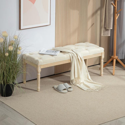 Vintage Wooden Bed End Bench - Cream White