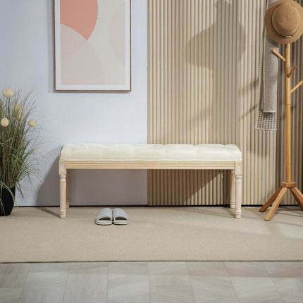 Vintage Wooden Bed End Bench - Cream White