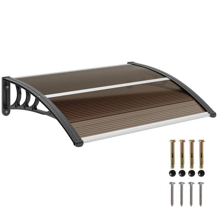 Front Door Canopy 75 x 100 cm – Brown Polycarbonate Lean-to Canopy