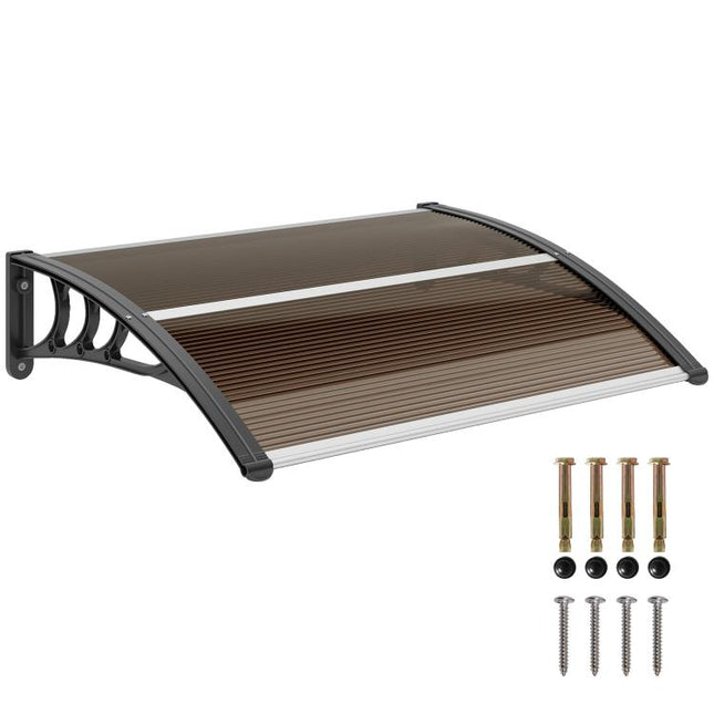 Front Door Canopy 75 x 100 cm – Brown Polycarbonate Lean-to Canopy