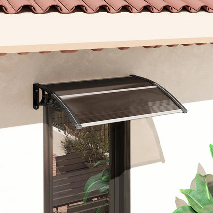 Front Door Canopy 75 x 100 cm – Brown Polycarbonate Lean-to Canopy
