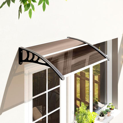 Front Door Canopy 75 x 100 cm – Brown Polycarbonate Lean-to Canopy