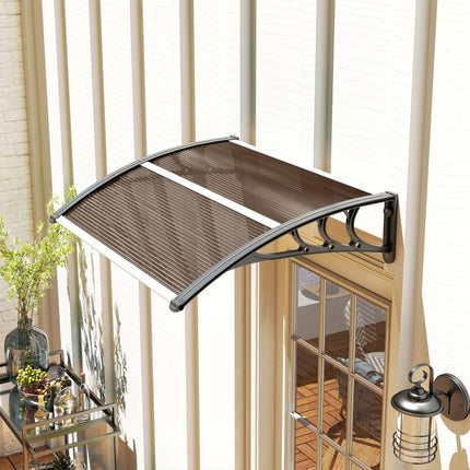 Front Door Canopy 75 x 100 cm – Brown Polycarbonate Lean-to Canopy