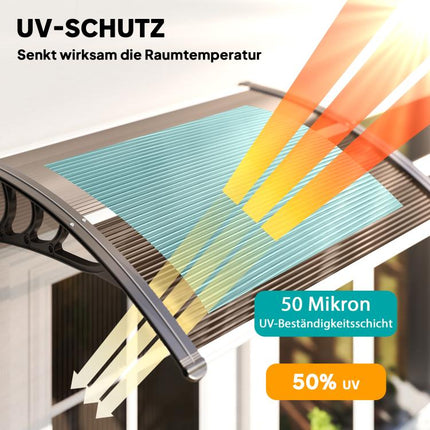 Front Door Canopy 75 x 100 cm – Brown Polycarbonate Lean-to Canopy