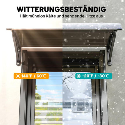 Front Door Canopy 75 x 100 cm – Brown Polycarbonate Lean-to Canopy
