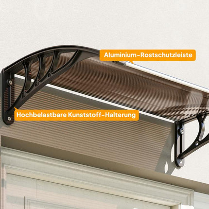 Front Door Canopy 75 x 100 cm – Brown Polycarbonate Lean-to Canopy