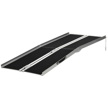 Folding Aluminum Wheelchair Ramp with Non-Slip Surface and Safety Edges, 183x73.5 cm, Black