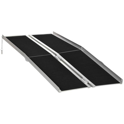 Folding Aluminum Wheelchair Ramp with Non-Slip Surface and Safety Edges, 183x73.5 cm, Black