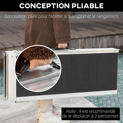 Folding Aluminum Wheelchair Ramp with Non-Slip Surface and Safety Edges, 183x73.5 cm, Black