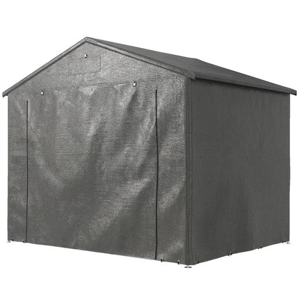 2.5 x 1.8 m Waterproof Garage Tent with Roll-Up Zippered Door and Ventilation Window – Dark Grey