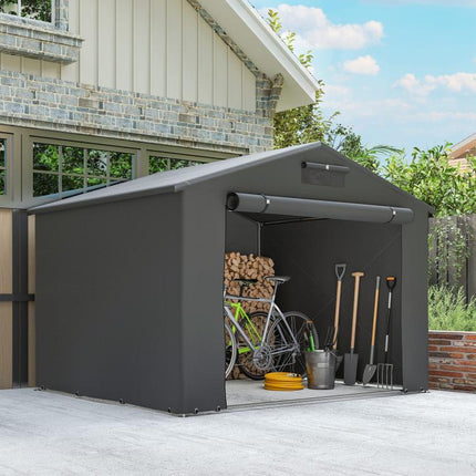 2.5 x 1.8 m Waterproof Garage Tent with Roll-Up Zippered Door and Ventilation Window – Dark Grey