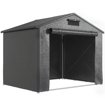2.5 x 1.8 m Waterproof Garage Tent with Roll-Up Zippered Door and Ventilation Window – Dark Grey