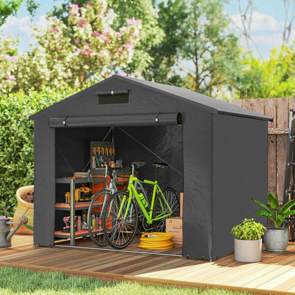 2.5 x 1.8 m Waterproof Garage Tent with Roll-Up Zippered Door and Ventilation Window – Dark Grey