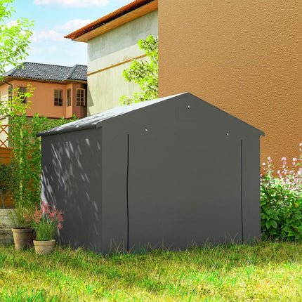 2.5 x 1.8 m Waterproof Garage Tent with Roll-Up Zippered Door and Ventilation Window – Dark Grey