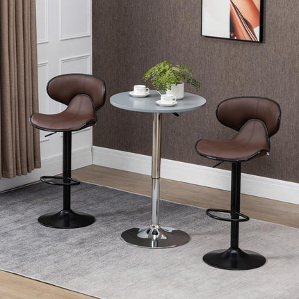 Adjustable Swivel Bar Stools Set of 2, Barstools with Footrest and Backrest, Steel Frame Gas Lift, for Kitchen Counter Dining Room, Brown