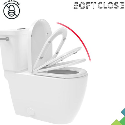 D Shape Toilet Seat in White Soft Close Quick Release Anti-Bac Top Bottom Hinges