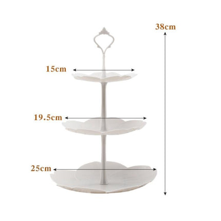 3PCS 3 Tier Cake Stand Afternoon Tea Wedding Plates Party Embossed Tableware
