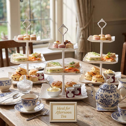3PCS 3 Tier Cake Stand Afternoon Tea Wedding Plates Party Embossed Tableware